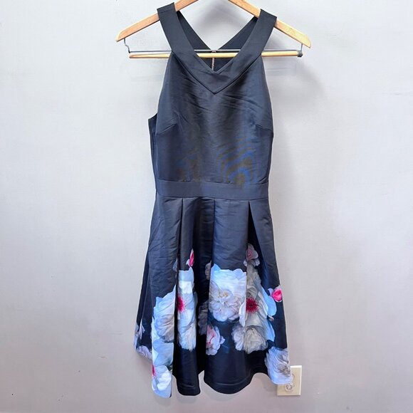 Ted Baker London black floral Jelina Chelsea Skater dress- Sz. 1 (US 4) - Picture 1 of 6